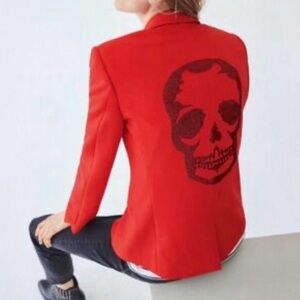 Zadig & Voltaire sz 40 vedy strass Skull Embellished Women's Jacket
